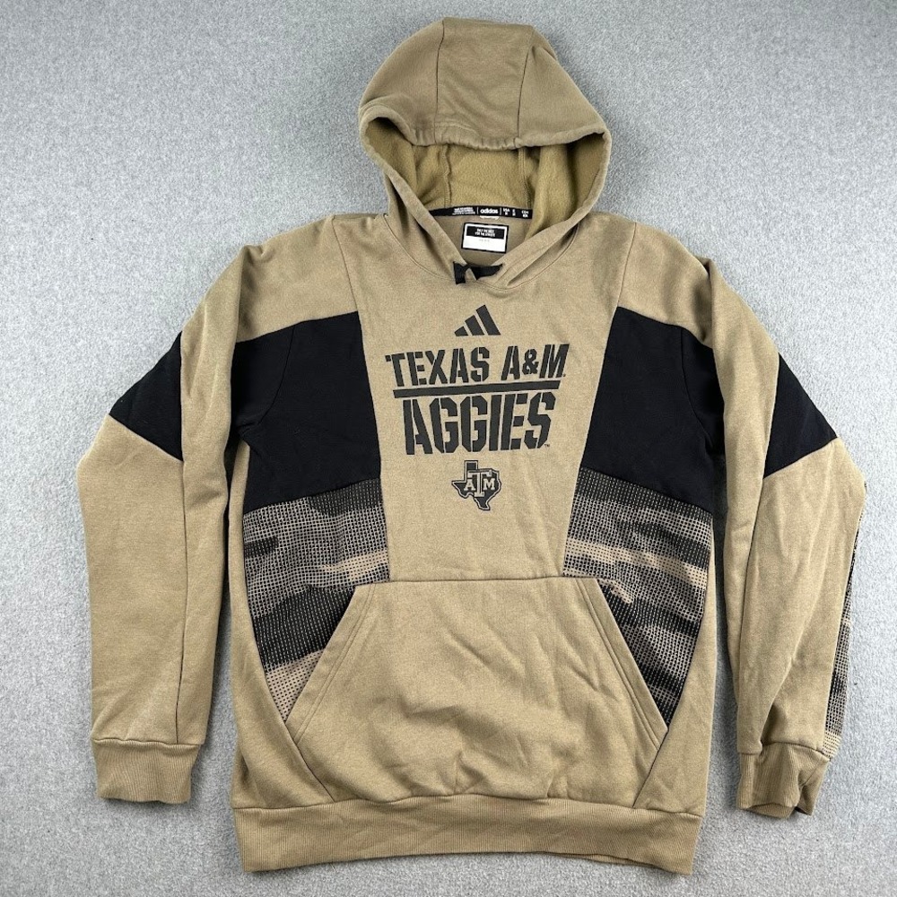 Adidas‎ Hoodie Mens M Tan Texas A&M Graphic Pullover Camo Accents Sweatshirt